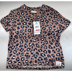 Cotton On Kids Boys Cabana Short Sleeve Shirt Linen Coco Jambo Navy/Animal Sz 2